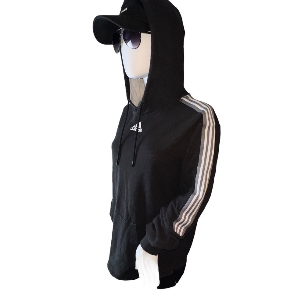 Adidas Pullover Sweatshirt Hoodie in Mottled Black - Picture 4 of 15